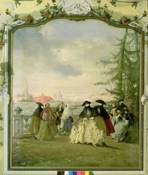 Couple masqué aux Giardini, Venise